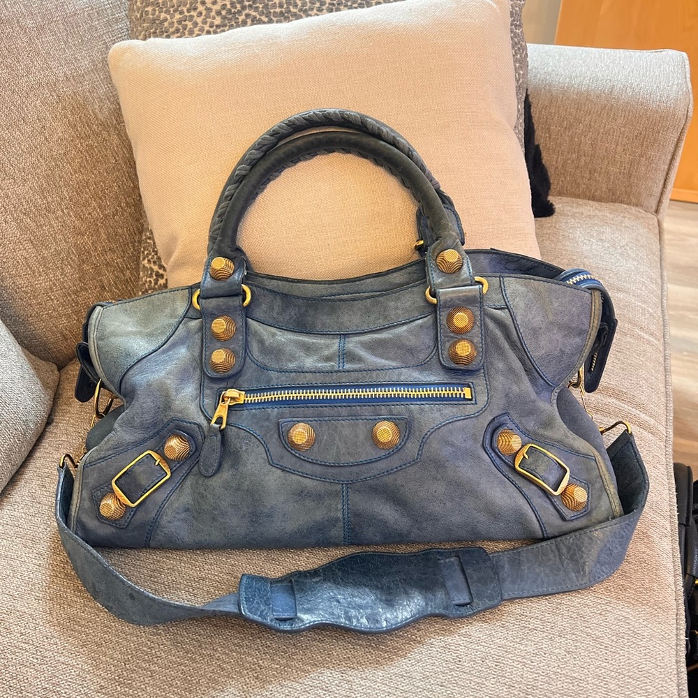 Balenciaga Vintage Le City Part Time Blue Leather Bag - Picture 1 of 15